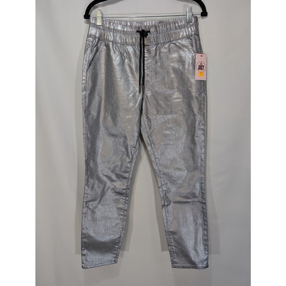 Juicy by‎ Juicy Couture Metallic Silver Jogger Pants NWT Size 10